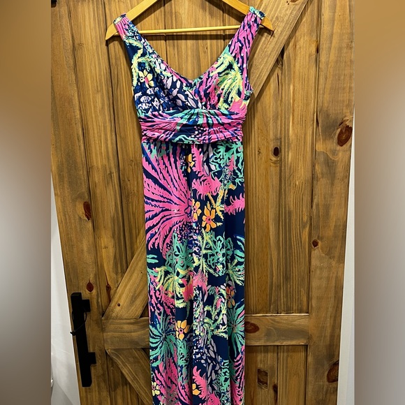 Lilly Pulitzer Sloane Maxi Dress All A Glow Print V-Neck Sleeveless Stretch XS - Picture 1 of 5